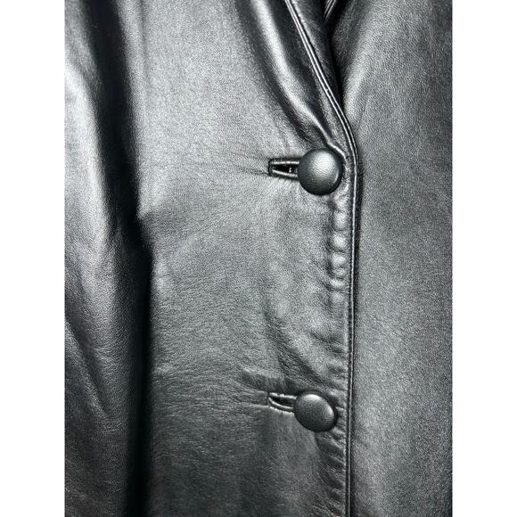 Dero by Rocco D'Amelio Women's metallic black, Leather Long Coat, M the matrix - Picture 9 of 13